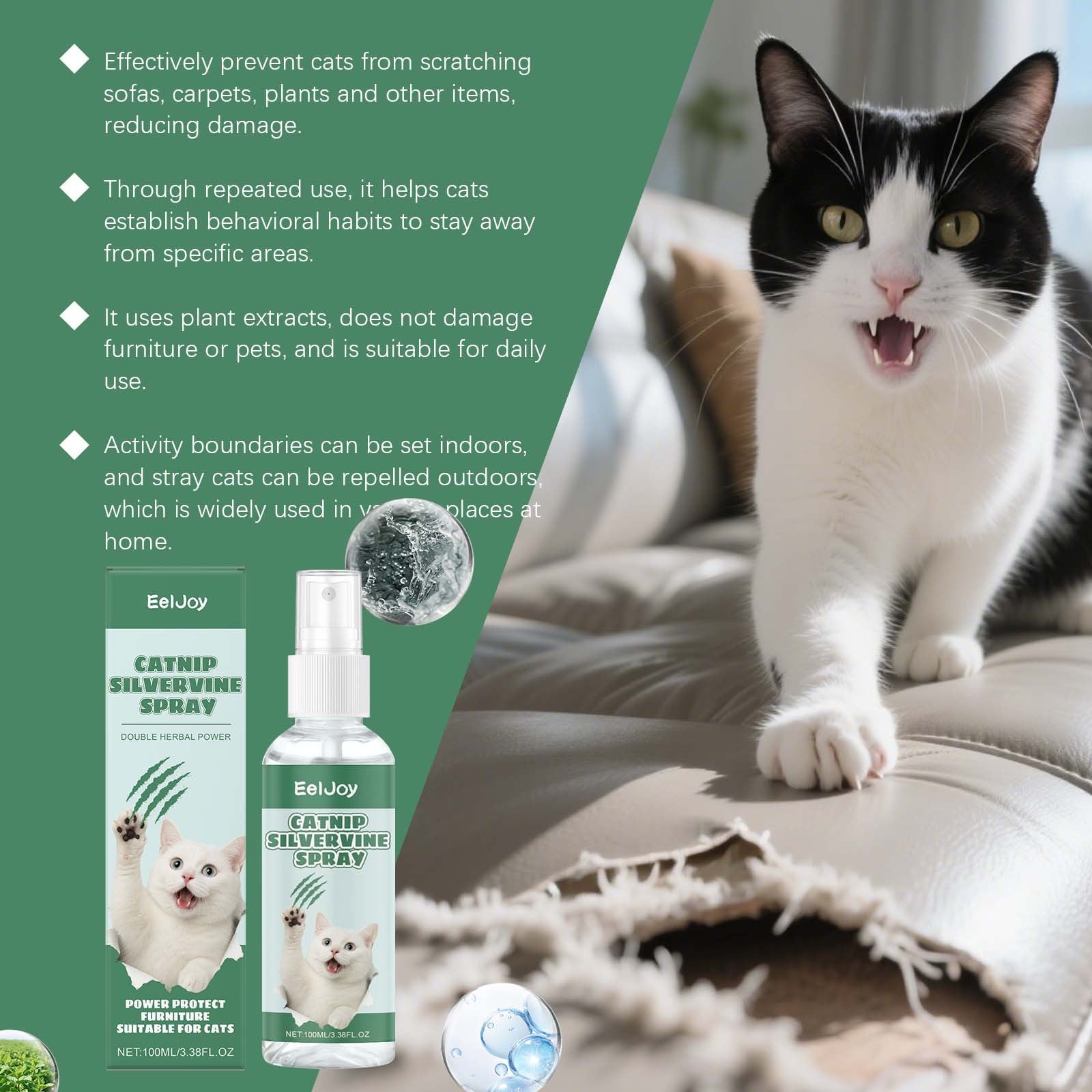 Eeljoy Cat Anti Scratch Spray Gentle Behavior Correction Formula