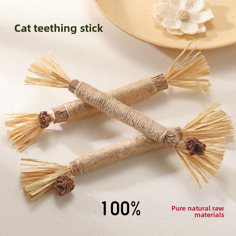 Cat Dental Chew Stick with Hemp Rope Toy