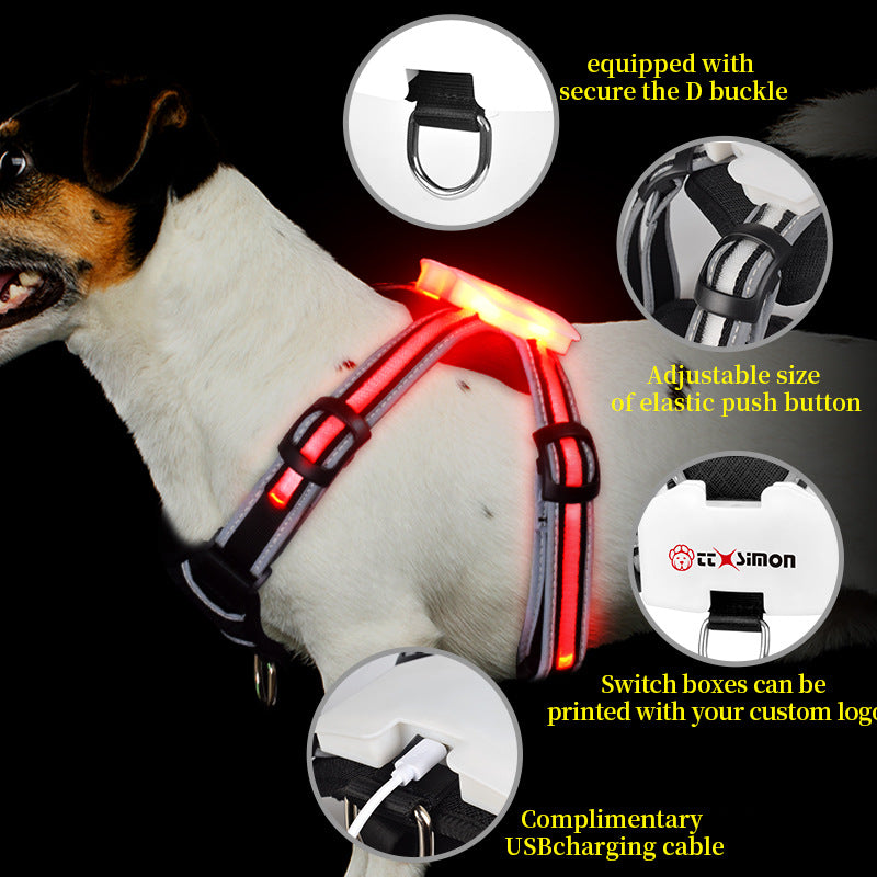 Rechargeable LED Pet Harness with Leash